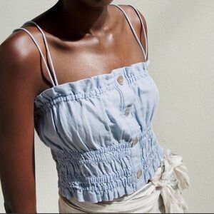 New Zara Light Blue Women's Smocked Top size XS